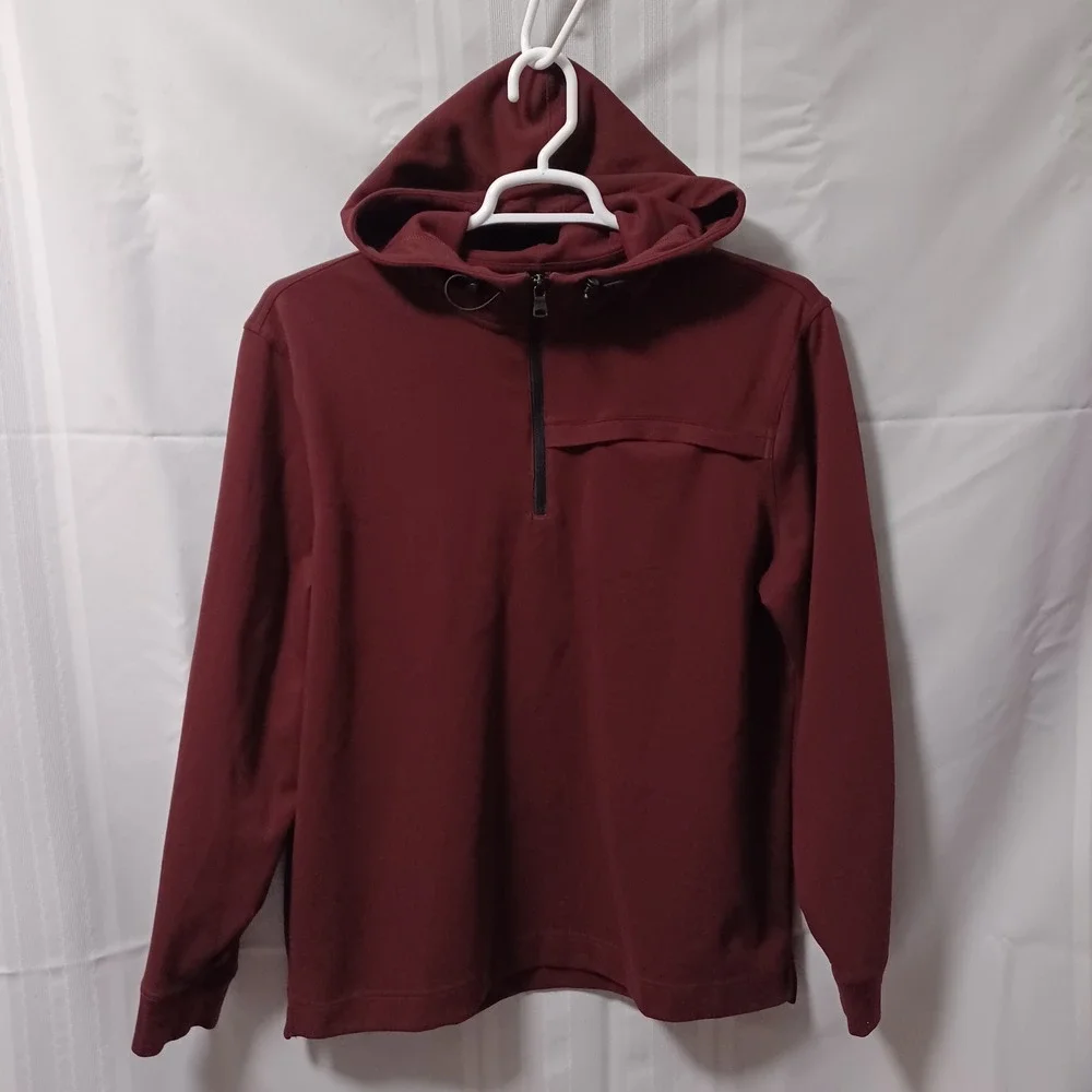 Banana Republic Hoodie Mens XL Burgundy 359620-01 1/4 Zip Moisture Wicking